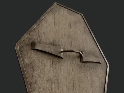 Slavic diamond-shaped shield painted green with Thor symbol Low-poly 3D model