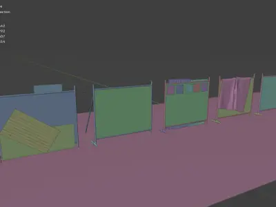 Simple modular pop up wire fence for construction building sites 3D model
