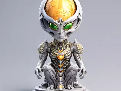 SciFi Alien Meditation Figurine Low-poly 3D model