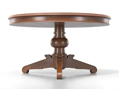 Antique Round Wooden Table 02 Low-poly 3D model