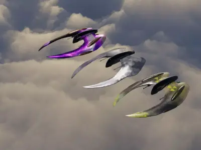 3 Spaceship 3D models Low poly 3D Model Pack purchase