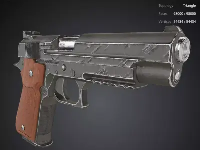 Brown Pistol 3D model purchase