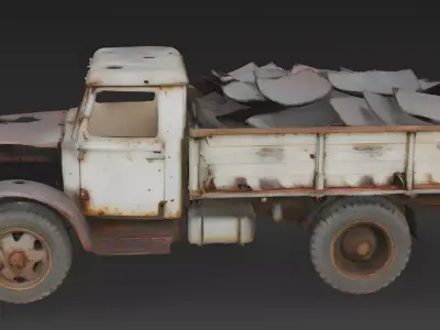 WWI Crossley Tender Truck Scrap 3D Model 3D Model Low-poly 3D model