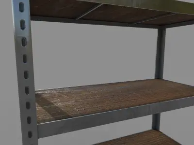 Shelf metal industrial rack Low-poly 3D model