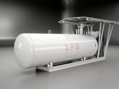 LPG Station and Tank Low-poly 3D model