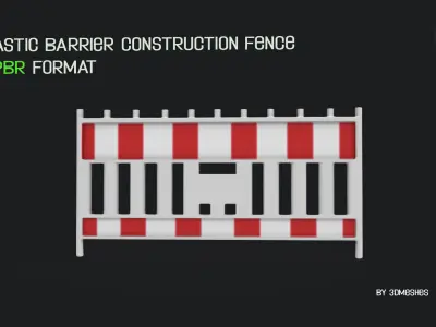 Plastic Barrier Construction Fence Low-poly 3D model