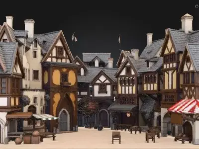 Low Poly Medieval City Pack - Modular Game Assets Low-poly 3D model
