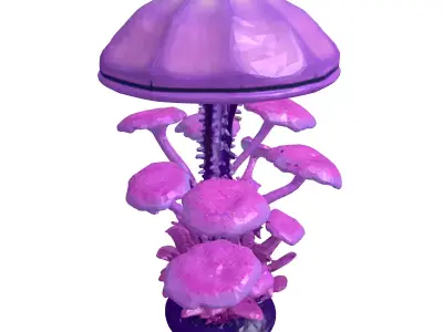 Fantasy Bioluminescent Mushroom Cluster 3D model