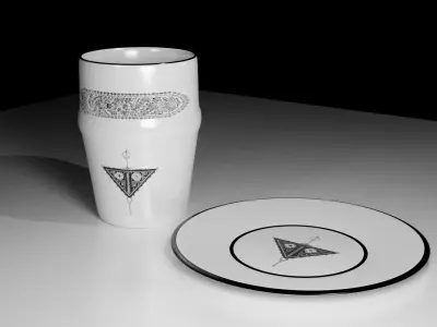 Ceramic cup in six colors - Berber logo 3D model
