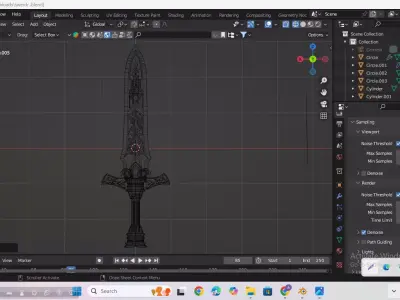 Fantasy Rune Enchanted Sword Game Ready 3D Model PBR Low-poly 3D model