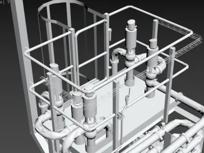 Pasteuriser - Industrial machine - with tank - pipes and pumps  3D model