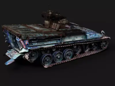 war destroyed Marder vehicle wreck PBR photogrammetry Low-poly 3D model