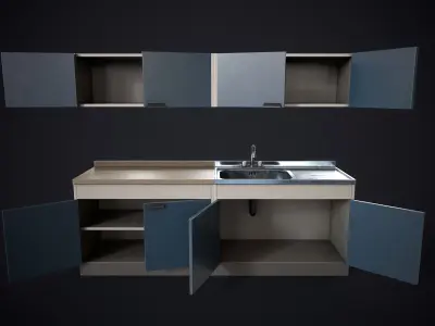 Simple kitchen set Low-poly 3D model