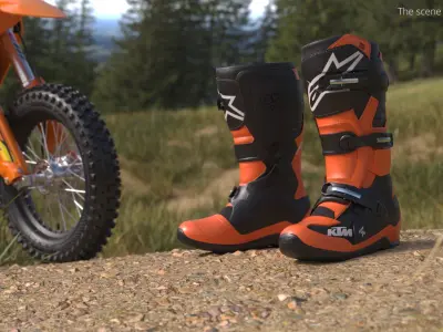  KTM Kids Motocross Boots Orange Black 