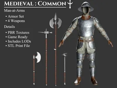Medieval Collection Common Man at Arms 3D Model Pack