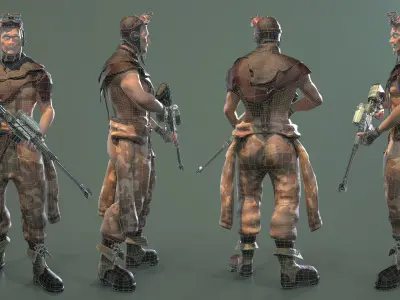 3D Military-Hunter-Post Apocalypse Character Low-poly 3D model