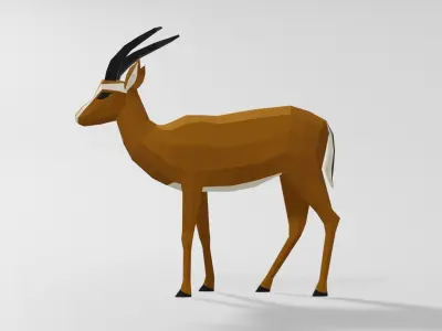 Gazelle animal Low-poly 3D model