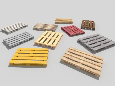 wooden pallets collection 2 Low-poly 3D model