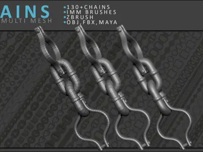 Chains Brush Set Low-poly 3D model