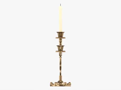 Candlestick with candles antique 01 3D model