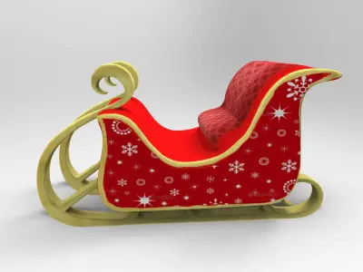 Santa Sled Free low-poly 3D model