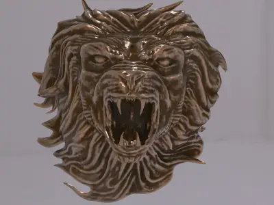 Lion Head Bust 3D model