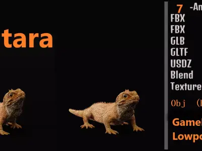 Tuatara Reptile Free 3D model purchase