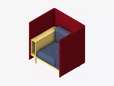 Sofa - Contemporary - Flame - Chair - Armrest Shelf - Left Low-poly 3D model