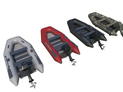 collection boats inflatable boat Low-poly 3D model