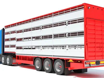 Truck with Animal Transporter Trailer 3D model order
