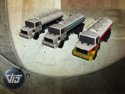Fuel trucks collection Low-poly 3D model