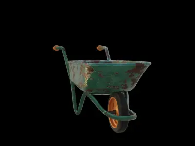 Wheelborrow for Garden exterior design or game  Low-poly 3D model