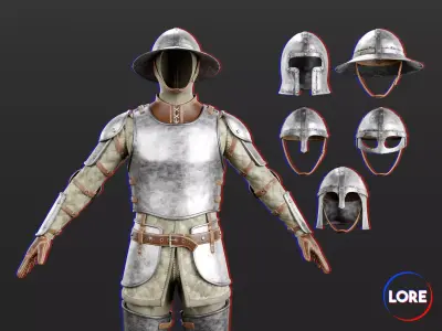 Medieval Collection Common Armor and Helmets 3D Model Pack
