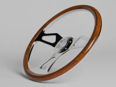 Classic Vintage Style Steering Wheel 3D model