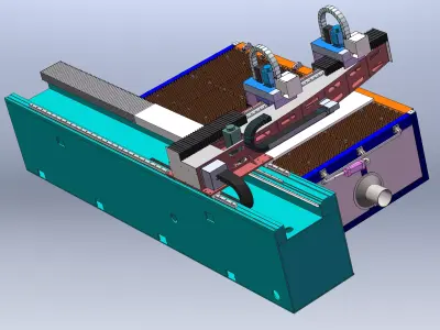 Dual-head cantilever laser machine 3D model