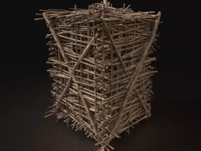 Next Gen AAA Animal Cage made of sticks Low-poly 3D model
