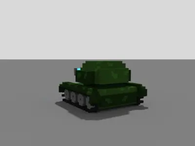 3D voxel laser tank Low-poly 3D model