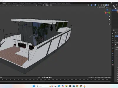 Realistic Low Poly  Small Yacht Cabin Cruiser Boat  Game Ready Low-poly 3D model