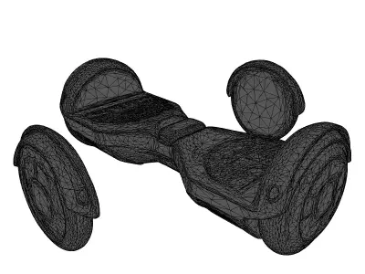 Futuristic Hoverboard with Blue Thrusters 3D model