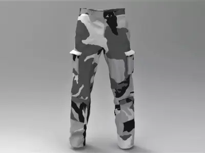Military Pants Snow Camouflage Low-poly 3D model