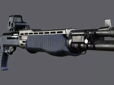 SPAS-12 with plastic stock Low-poly 3D model