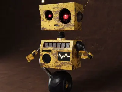 Yellow Robot Low-poly 3D model
