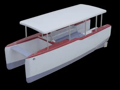 Catamaran boat Low-poly 3D model