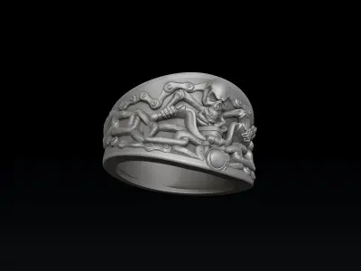 Biker Skull Ring 3D print model buy