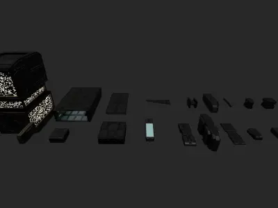 Scifi KitBash with Textures Free low-poly 3D model