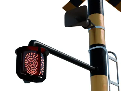 Railway crossing traffic lights 3D model