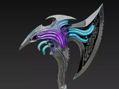 Cartoon Cyber Axe PBR 3D Model Low-poly 3D model