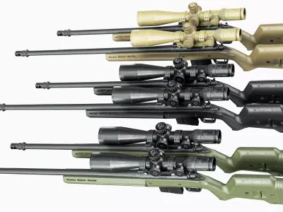 Remington 700 Tactical Modular Sniper Rifle 3D Model Pack