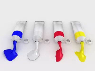 Oil Paint Tubes 4 Colors Set 3D model