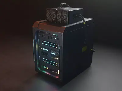 Data Rack or Small Server Unit Low-poly 3D model